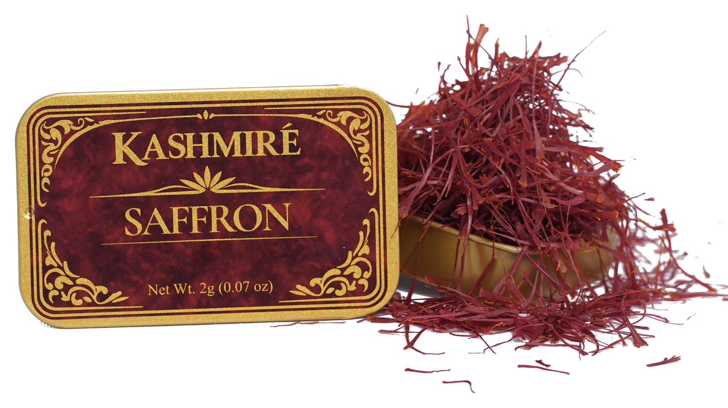 Kashmire Saffron Tin Open